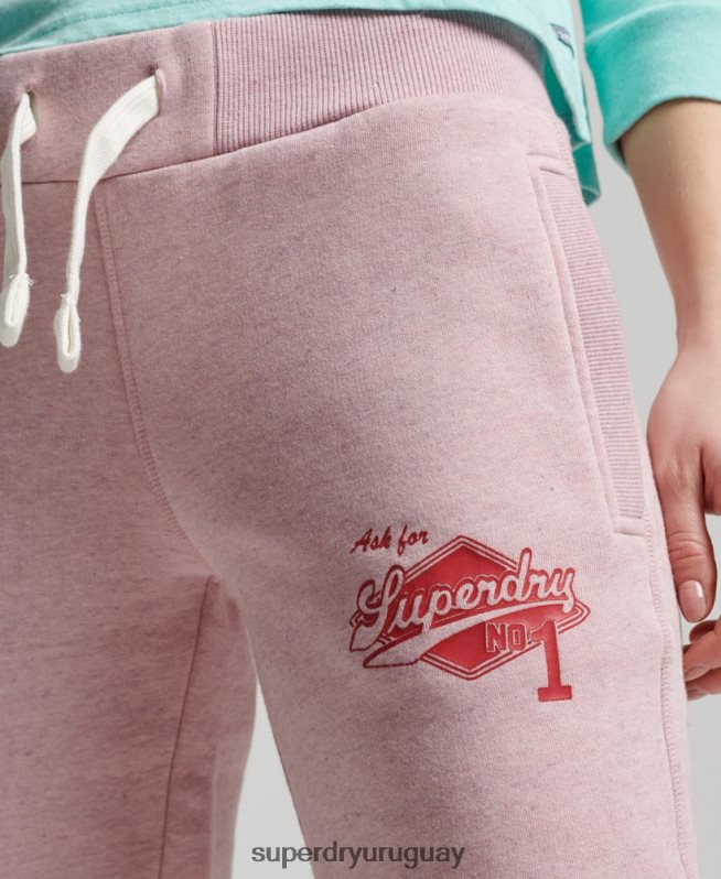 uy Superdry mujer Joggers universitarios estilo script vintage rosa DT2N8Z6577 ropa