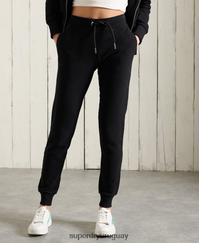uy Superdry mujer joggers clásicos etiqueta naranja negro DT2N8Z3947 ropa