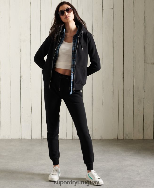 uy Superdry mujer joggers clásicos etiqueta naranja negro DT2N8Z3947 ropa