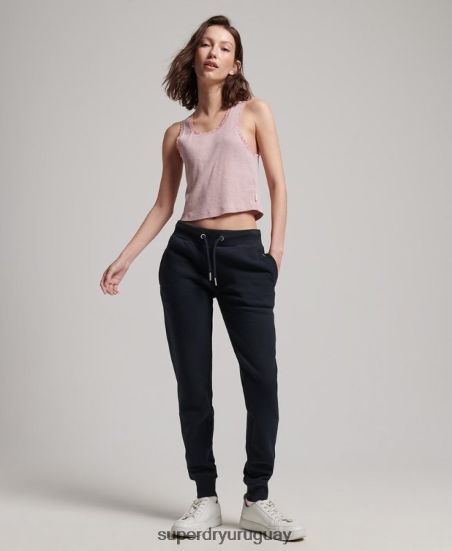 uy Superdry mujer joggers con logo bordado Armada DT2N8Z3906 ropa