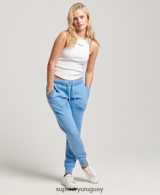 uy Superdry mujer joggers con logo bordado azul DT2N8Z2265 ropa