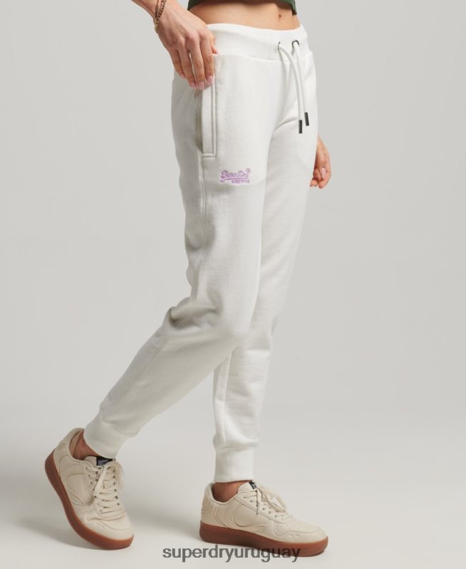 uy Superdry mujer joggers con logo bordado blanco DT2N8Z2308 ropa
