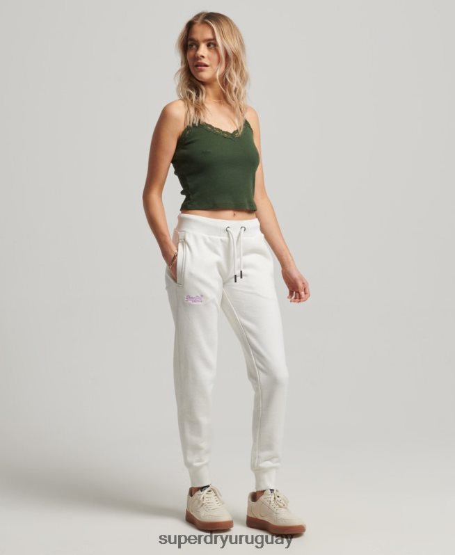 uy Superdry mujer joggers con logo bordado blanco DT2N8Z2308 ropa