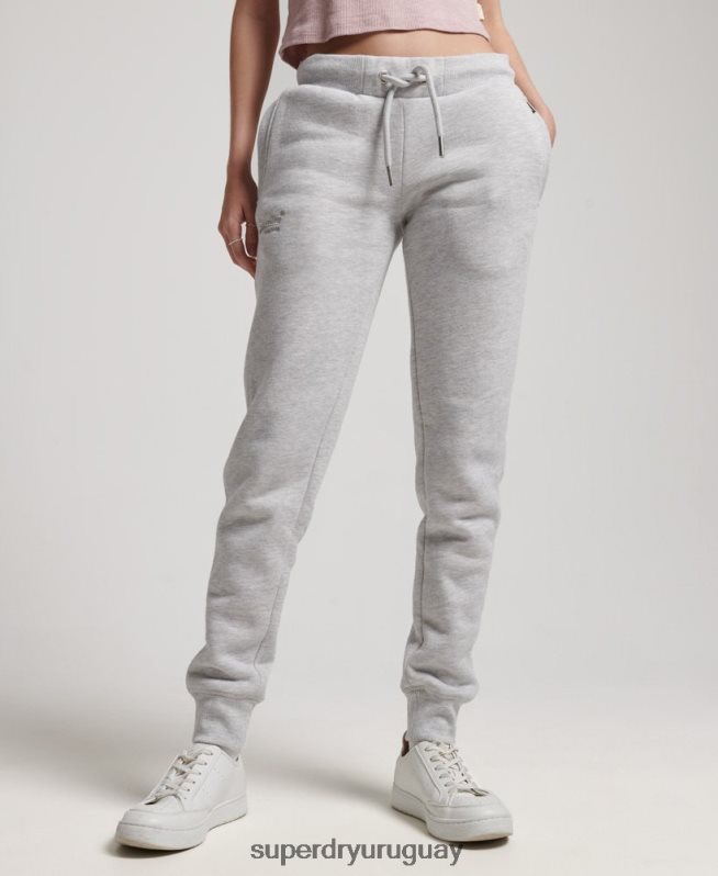 uy Superdry mujer joggers con logo bordado gris claro DT2N8Z3896 ropa