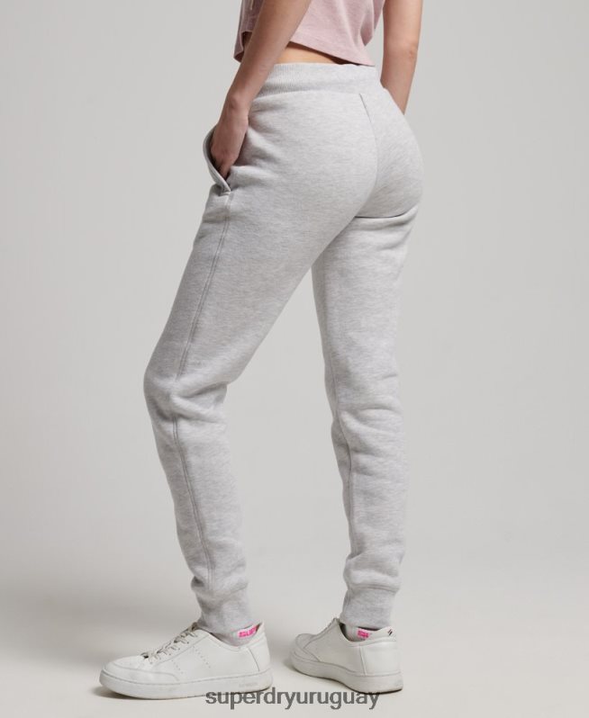 uy Superdry mujer joggers con logo bordado gris claro DT2N8Z3896 ropa