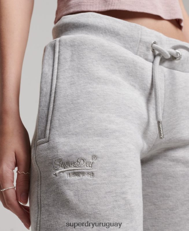 uy Superdry mujer joggers con logo bordado gris claro DT2N8Z3896 ropa
