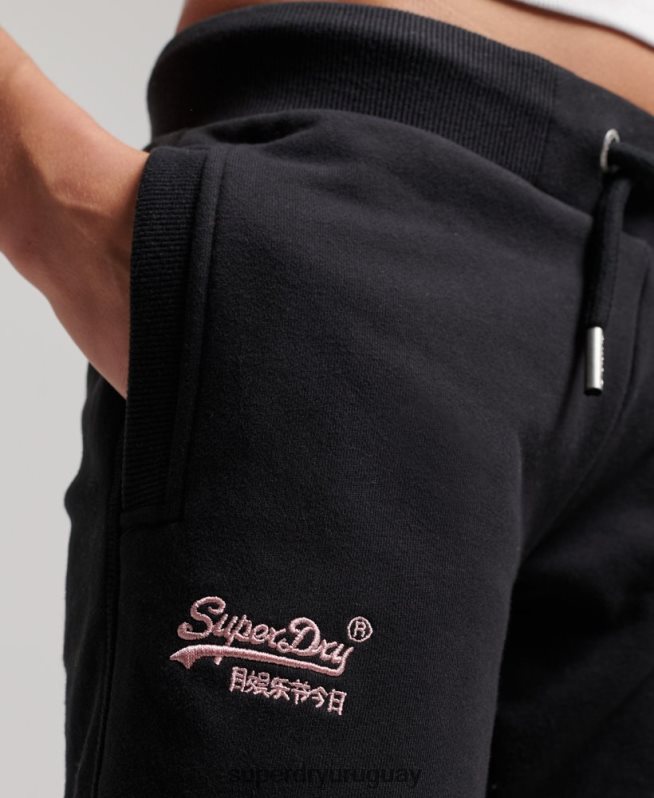 uy Superdry mujer joggers con logo bordado negro DT2N8Z3903 ropa