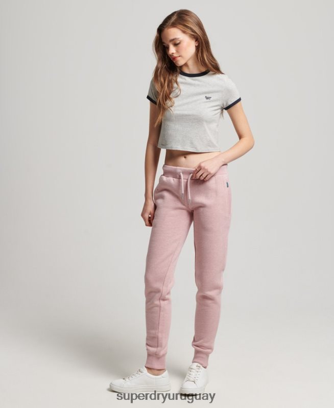 uy Superdry mujer joggers con logo bordado rosa DT2N8Z3911 ropa