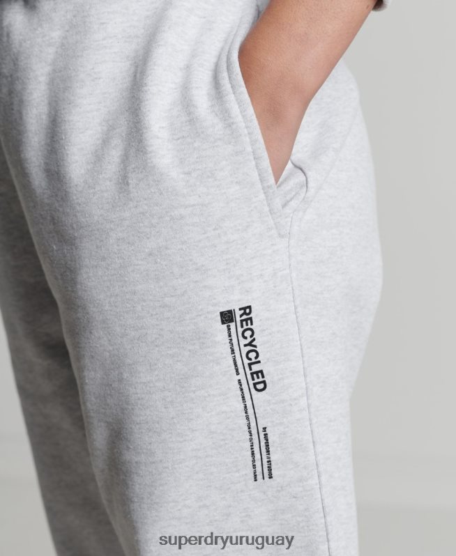 uy Superdry mujer joggers con micro laterales reciclados gris claro DT2N8Z3936 ropa