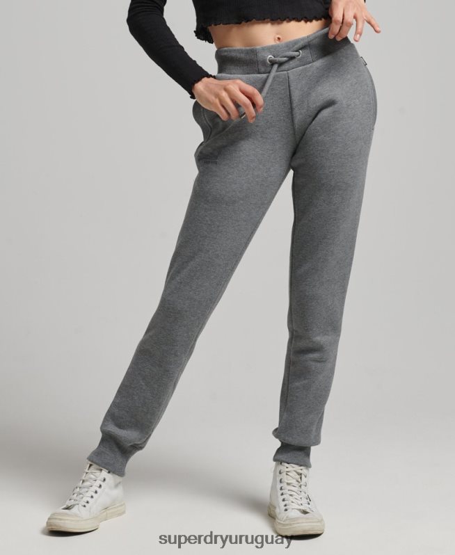 uy Superdry mujer joggers de algodón orgánico con logo gris DT2N8Z6675 ropa