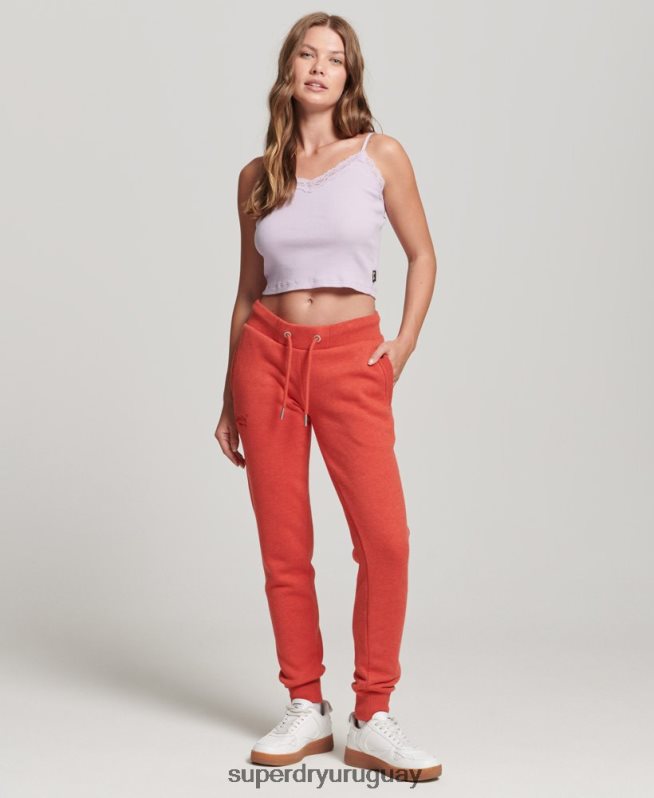 uy Superdry mujer joggers de algodón orgánico con logo naranja DT2N8Z6537 ropa