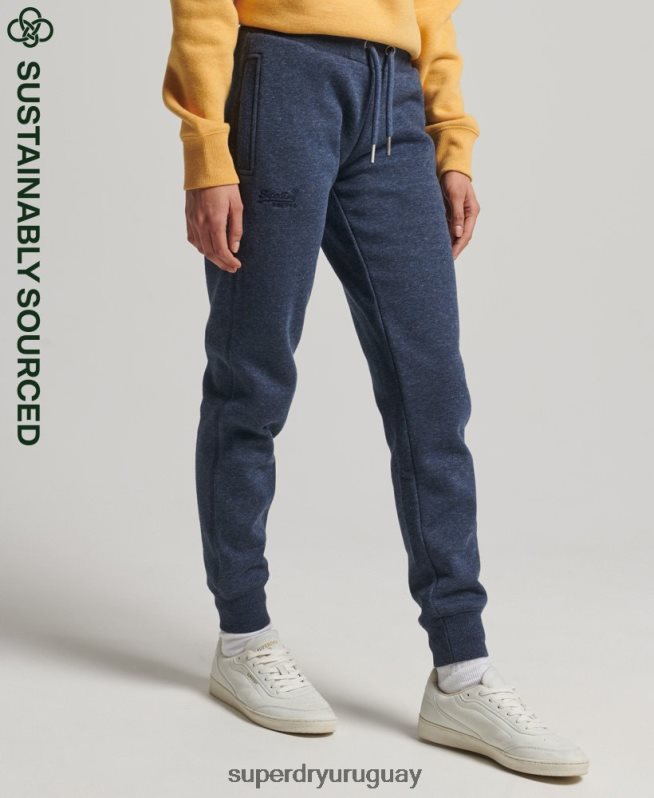 uy Superdry mujer joggers de algodón orgánico con logo vintage bordado Armada DT2N8Z3929 ropa