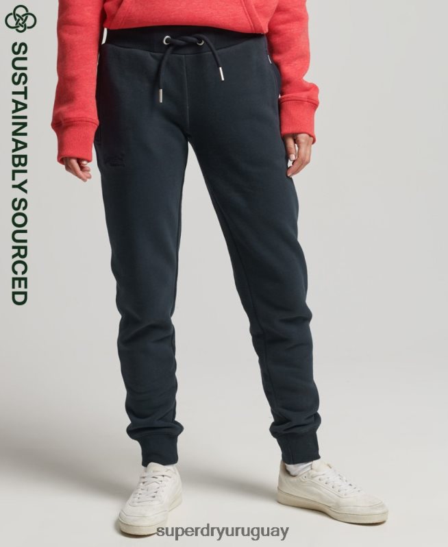 uy Superdry mujer joggers de algodón orgánico con logo vintage bordado Armada DT2N8Z6640 ropa