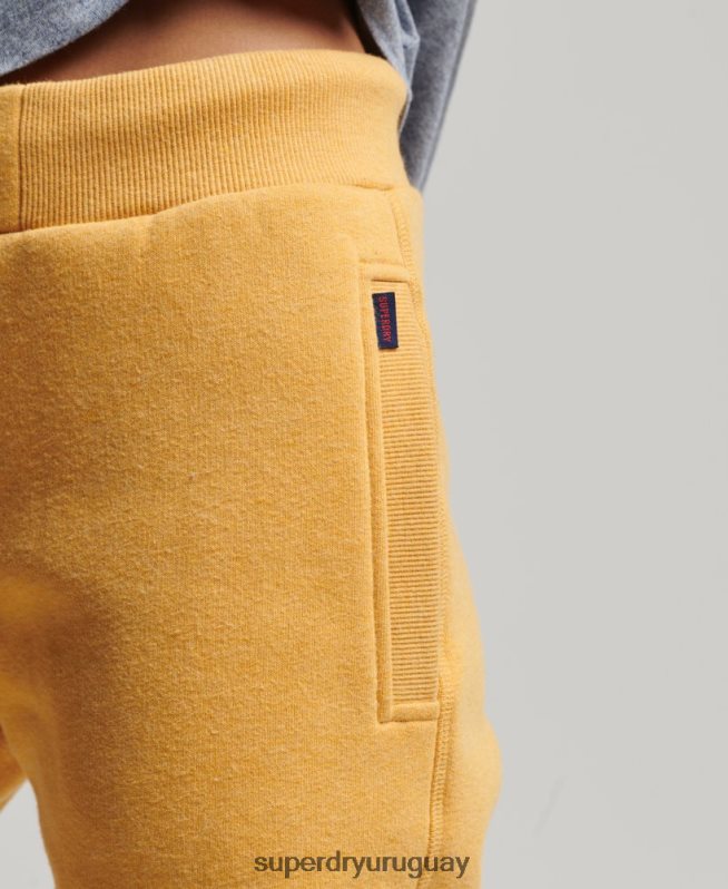 uy Superdry mujer joggers de algodón orgánico con logo vintage bordado amarillo DT2N8Z6582 ropa