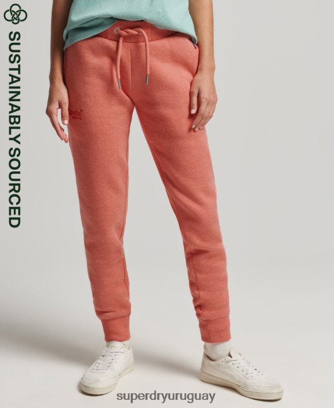 uy Superdry mujer joggers de algodón orgánico con logo vintage bordado coral DT2N8Z6580 ropa