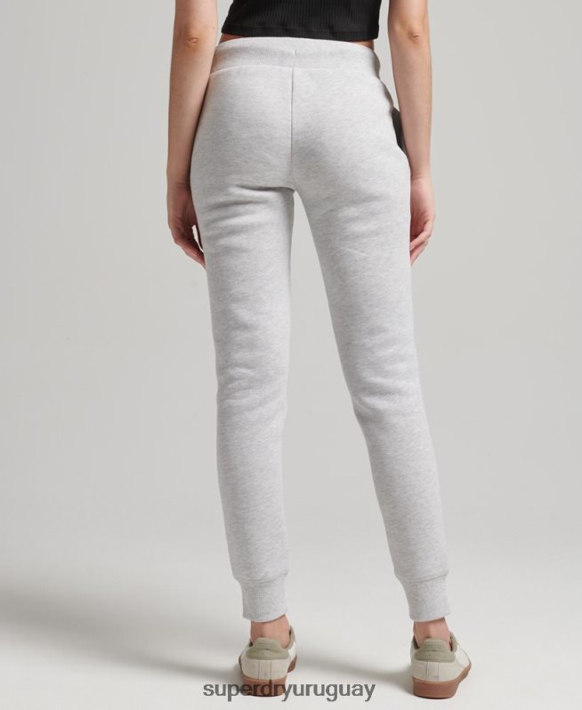 uy Superdry mujer joggers de algodón orgánico con logo vintage bordado gris claro DT2N8Z3915 ropa