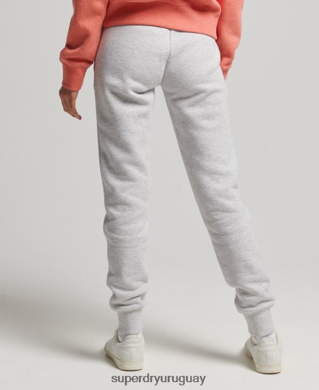 uy Superdry mujer joggers de algodón orgánico con logo vintage bordado gris claro DT2N8Z3924 ropa