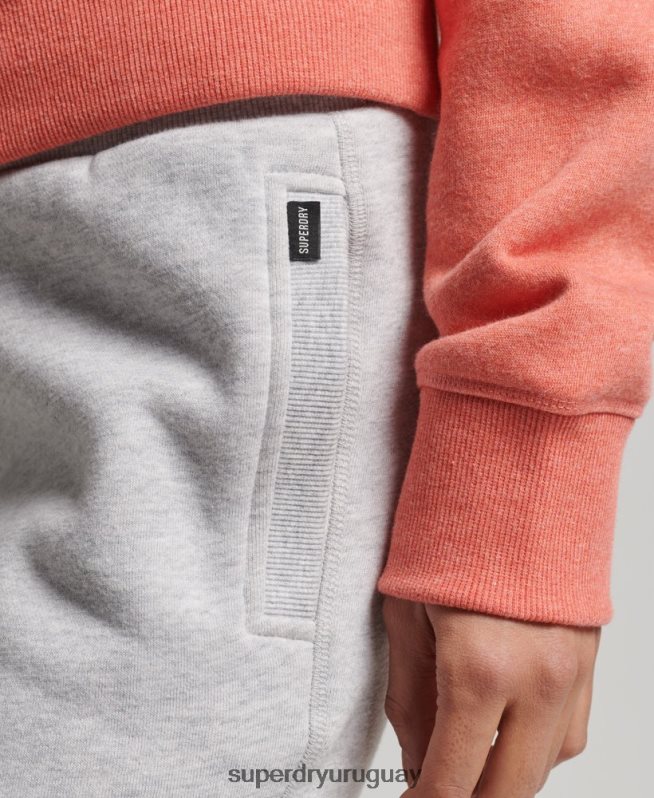 uy Superdry mujer joggers de algodón orgánico con logo vintage bordado gris claro DT2N8Z3924 ropa