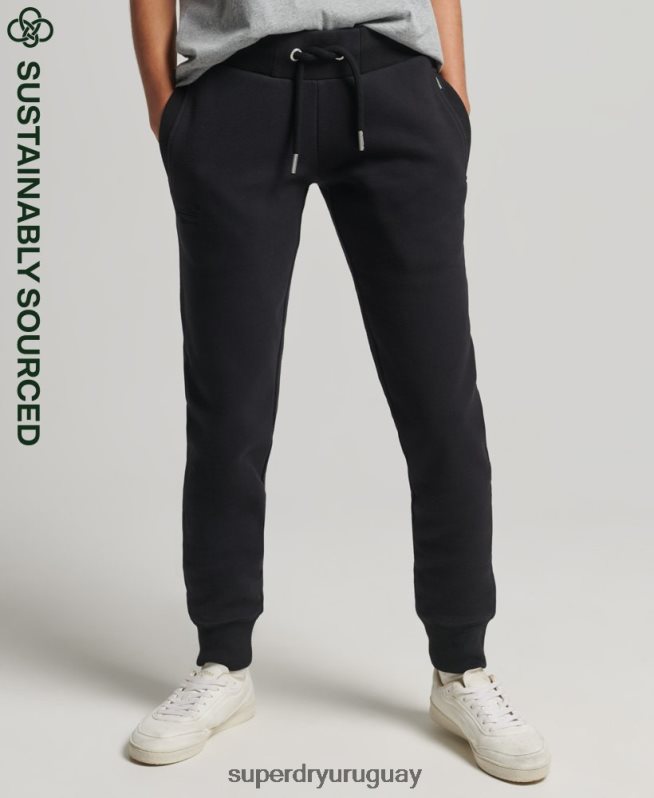 uy Superdry mujer joggers de algodón orgánico con logo vintage bordado negro DT2N8Z3927 ropa