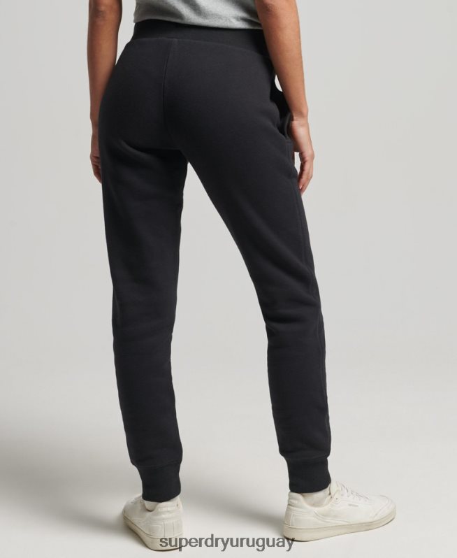 uy Superdry mujer joggers de algodón orgánico con logo vintage bordado negro DT2N8Z3927 ropa