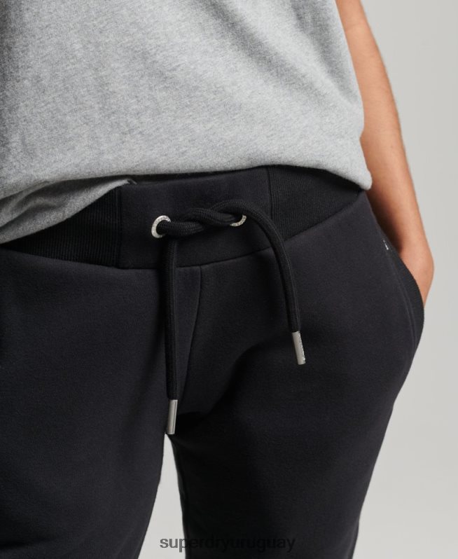 uy Superdry mujer joggers de algodón orgánico con logo vintage bordado negro DT2N8Z3927 ropa