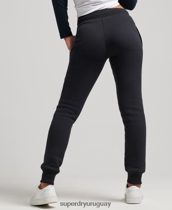 uy Superdry mujer joggers de algodón orgánico con logo vintage bordado negro DT2N8Z3930 ropa