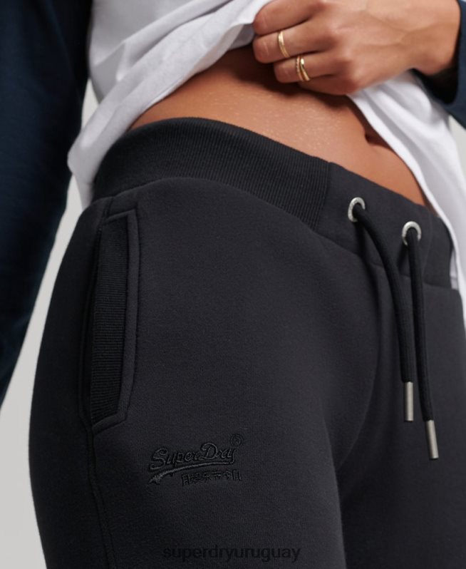 uy Superdry mujer joggers de algodón orgánico con logo vintage bordado negro DT2N8Z3930 ropa