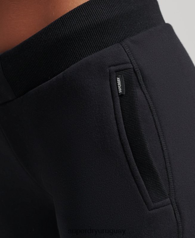 uy Superdry mujer joggers de algodón orgánico con logo vintage bordado negro DT2N8Z3930 ropa