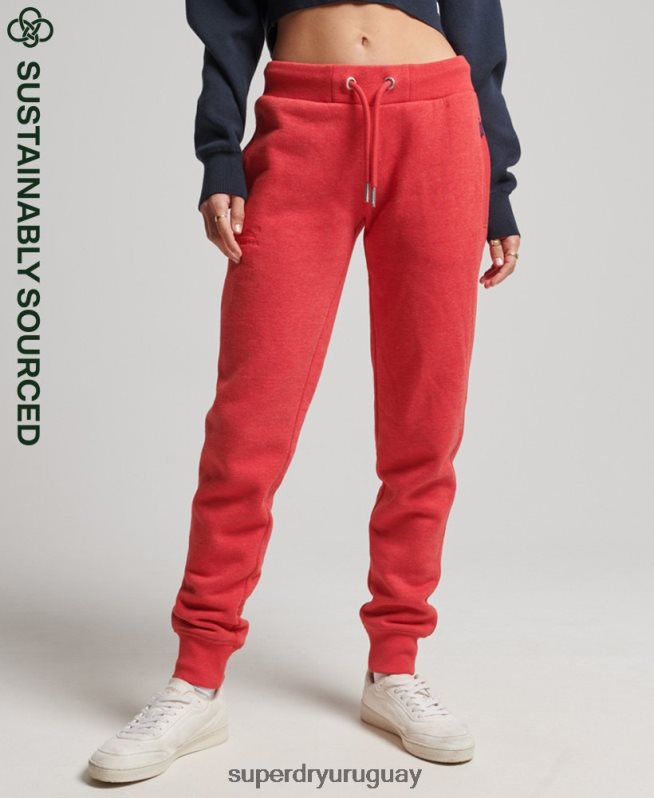uy Superdry mujer joggers de algodón orgánico con logo vintage bordado rojo DT2N8Z6579 ropa