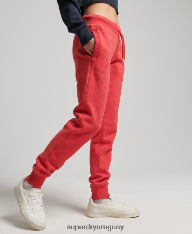 uy Superdry mujer joggers de algodón orgánico con logo vintage bordado rojo DT2N8Z6579 ropa