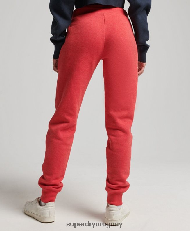 uy Superdry mujer joggers de algodón orgánico con logo vintage bordado rojo DT2N8Z6579 ropa