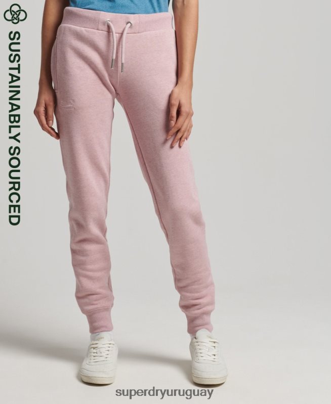 uy Superdry mujer joggers de algodón orgánico con logo vintage bordado rosa DT2N8Z6581 ropa