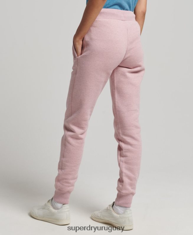 uy Superdry mujer joggers de algodón orgánico con logo vintage bordado rosa DT2N8Z6581 ropa