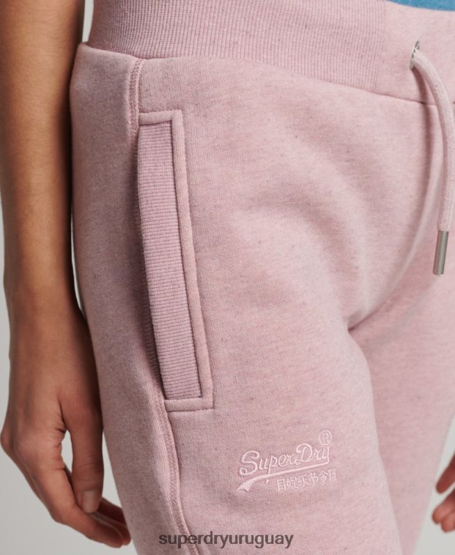 uy Superdry mujer joggers de algodón orgánico con logo vintage bordado rosa DT2N8Z6581 ropa