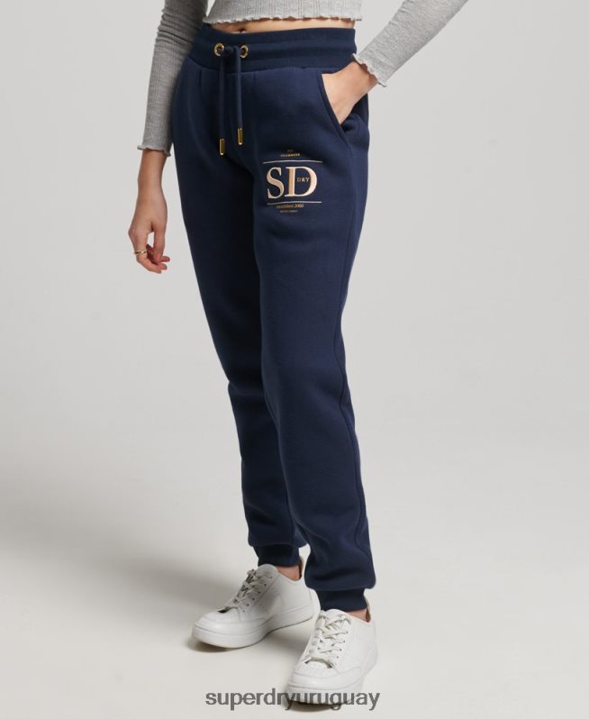 uy Superdry mujer joggers de lujo con logo bordado Armada DT2N8Z6740 ropa