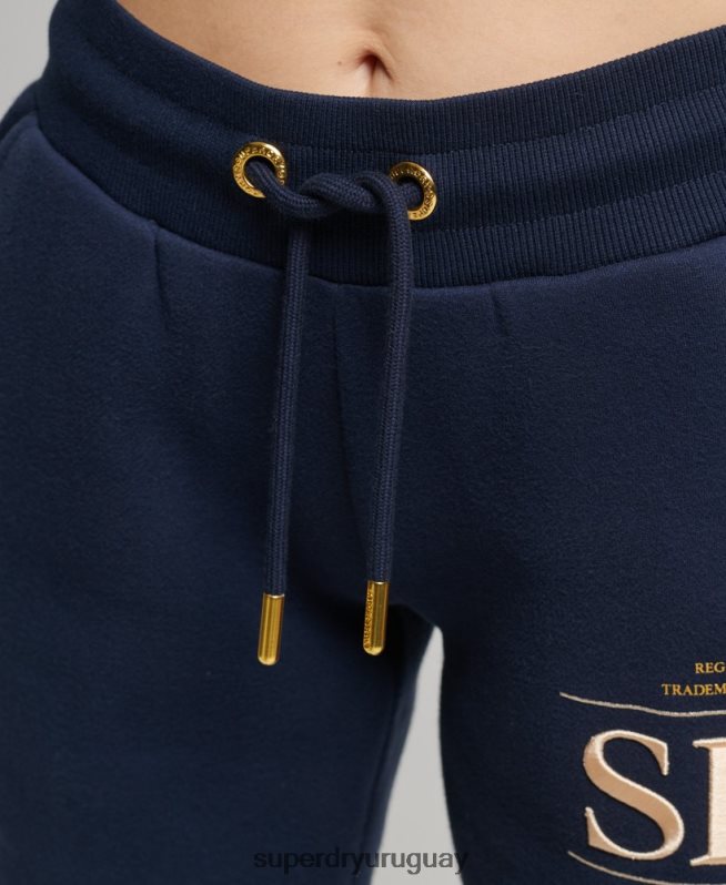 uy Superdry mujer joggers de lujo con logo bordado Armada DT2N8Z6740 ropa