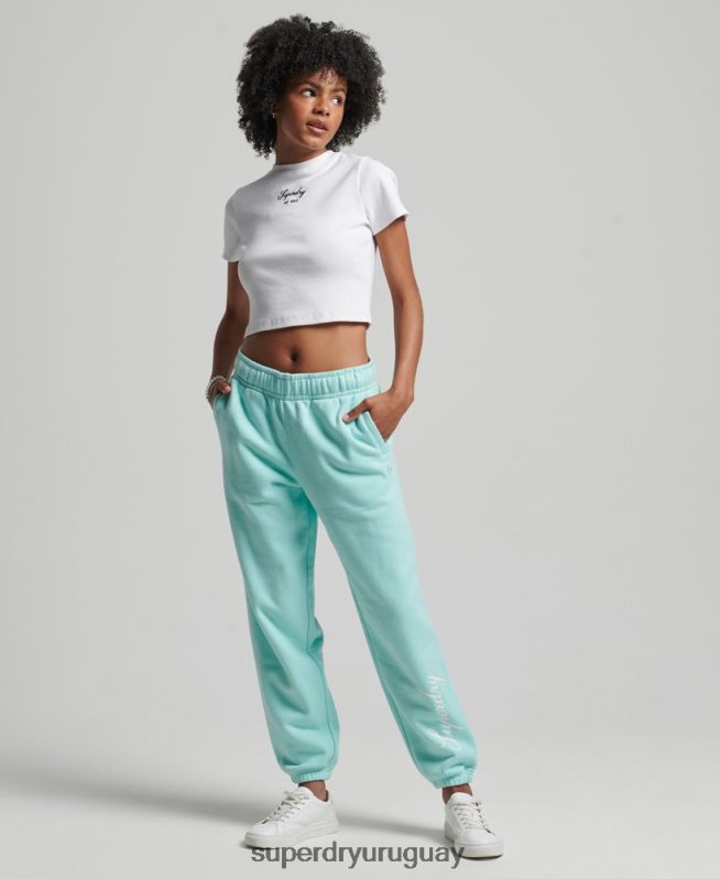 uy Superdry mujer joggers estilo boyfriend con estampado gráfico azul DT2N8Z6591 ropa