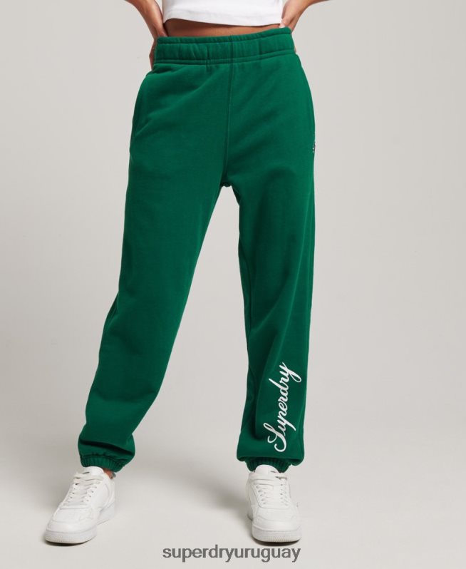 uy Superdry mujer joggers estilo boyfriend con estampado gráfico verde DT2N8Z6685 ropa