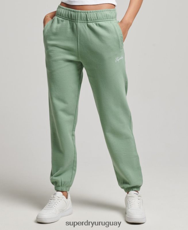 uy Superdry mujer joggers heritage boyfriend bordados verde DT2N8Z6594 ropa