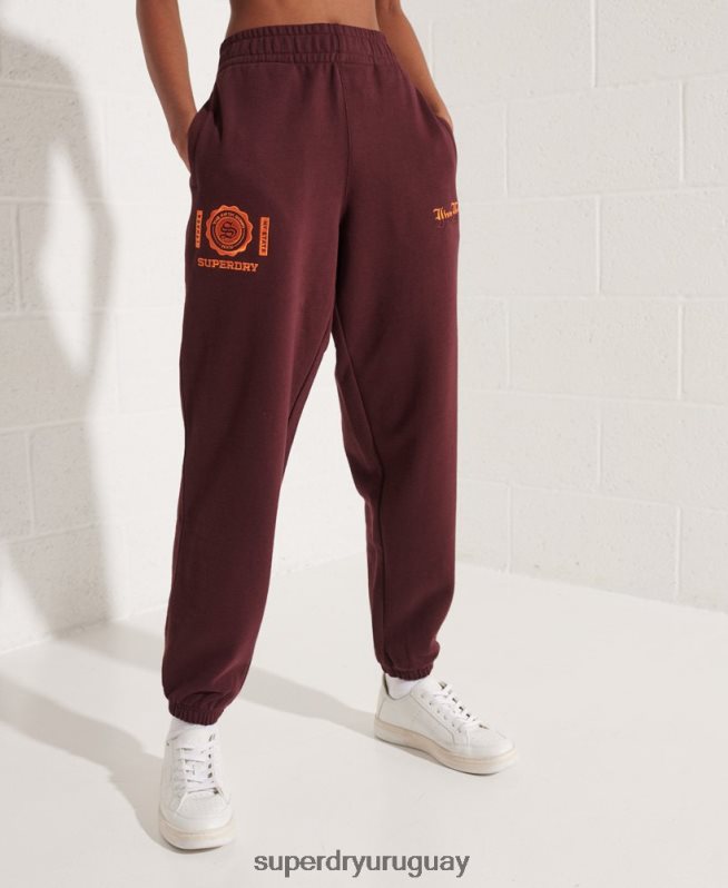 uy Superdry mujer joggers universitarios con gráficos rojo DT2N8Z3938 ropa
