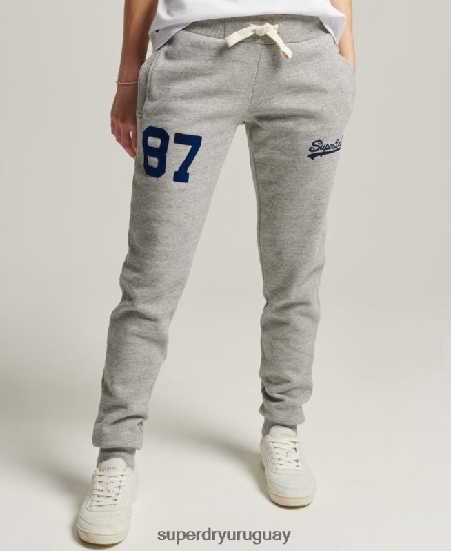 uy Superdry mujer joggers universitarios con logo vintage gris DT2N8Z6656 ropa
