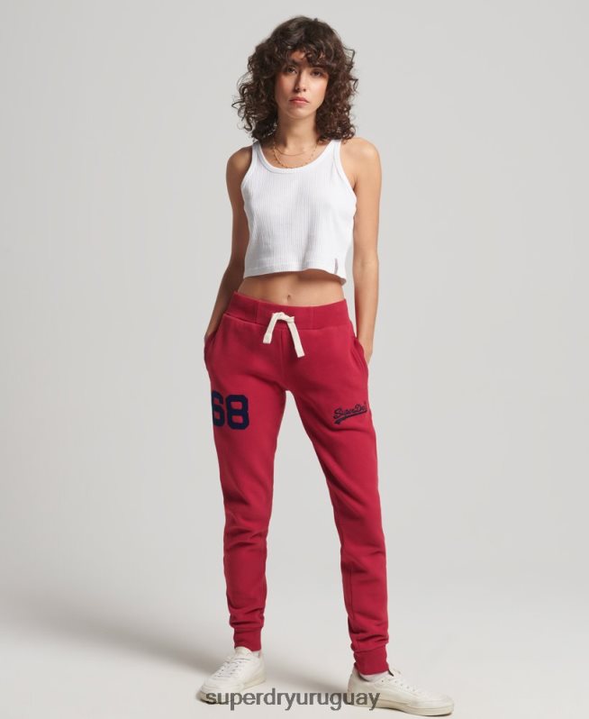 uy Superdry mujer joggers universitarios con logo vintage rojo DT2N8Z6574 ropa