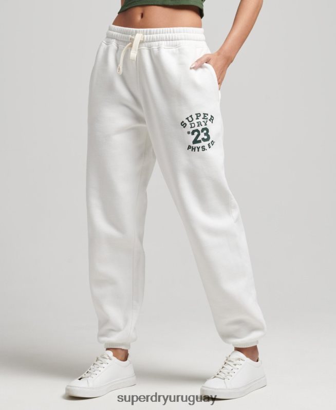 uy Superdry mujer joggers universitarios vintage crema DT2N8Z6633 ropa