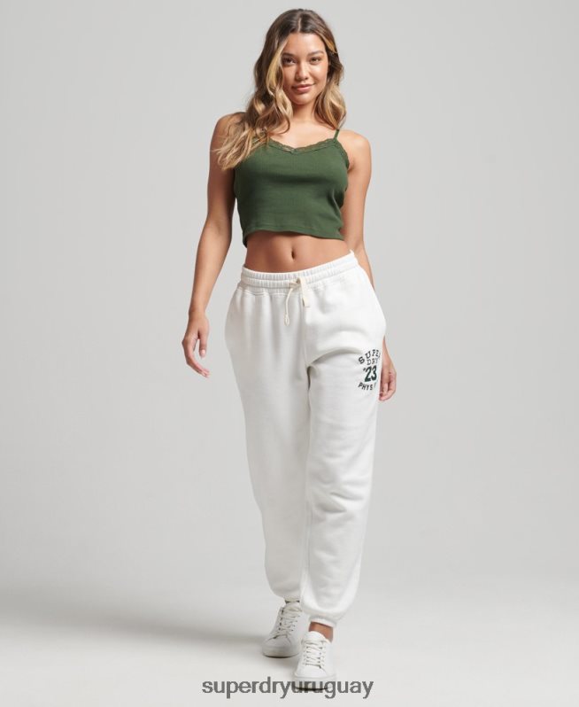 uy Superdry mujer joggers universitarios vintage crema DT2N8Z6633 ropa