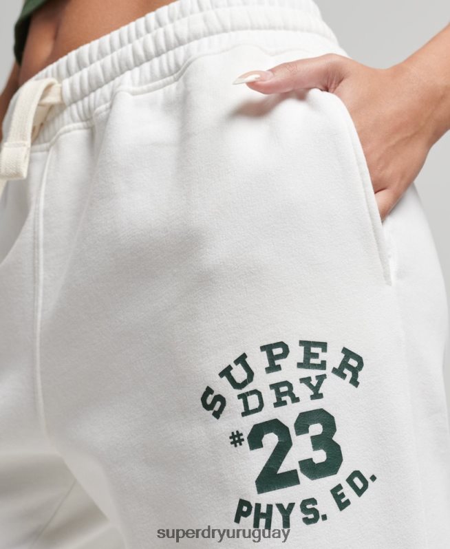 uy Superdry mujer joggers universitarios vintage crema DT2N8Z6633 ropa