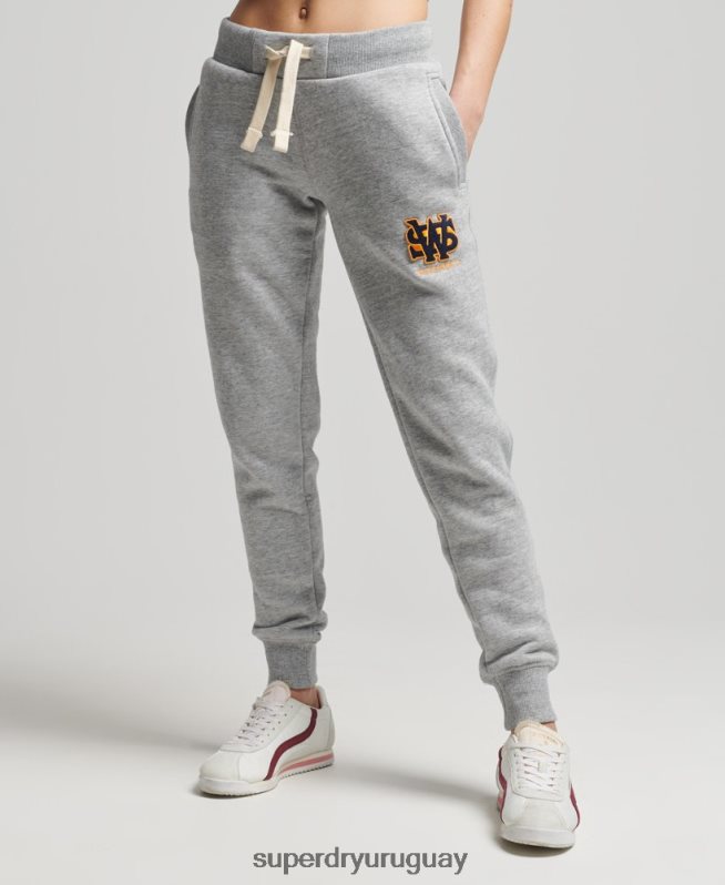uy Superdry mujer joggers universitarios vintage gris DT2N8Z6588 ropa