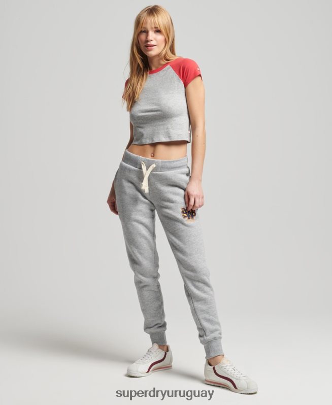 uy Superdry mujer joggers universitarios vintage gris DT2N8Z6588 ropa