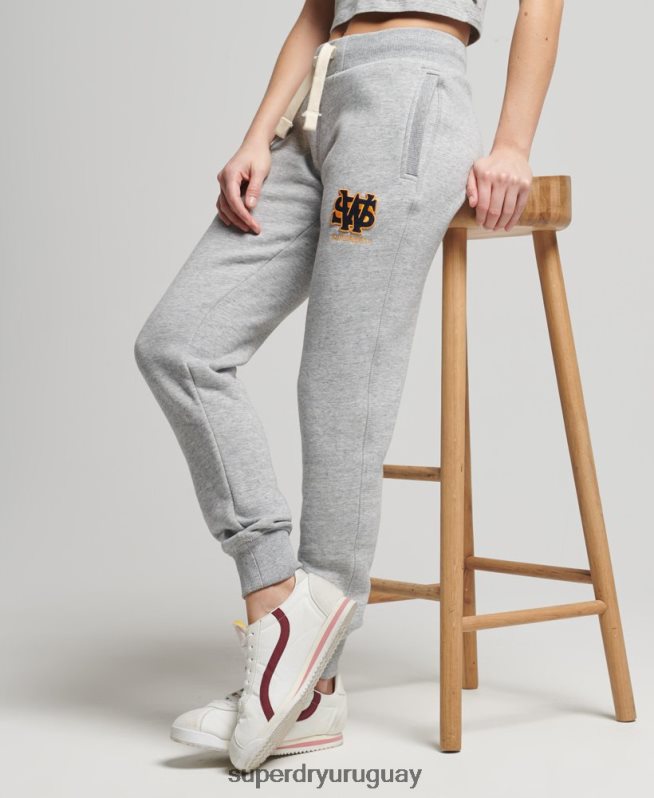 uy Superdry mujer joggers universitarios vintage gris DT2N8Z6588 ropa