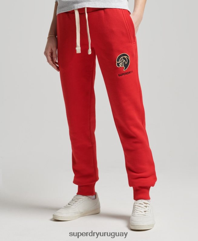uy Superdry mujer joggers universitarios vintage rojo DT2N8Z6587 ropa