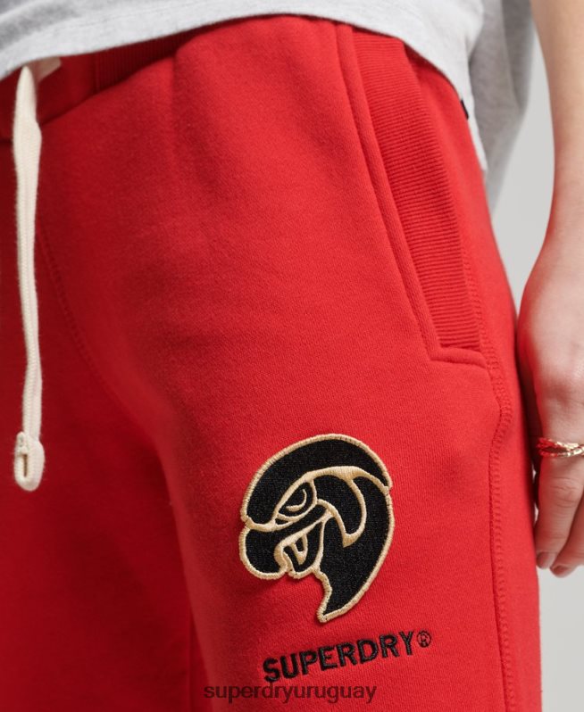 uy Superdry mujer joggers universitarios vintage rojo DT2N8Z6587 ropa